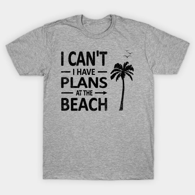 I cant I have plans at the BEACH palm tree coconut black T-Shirt by French Salsa